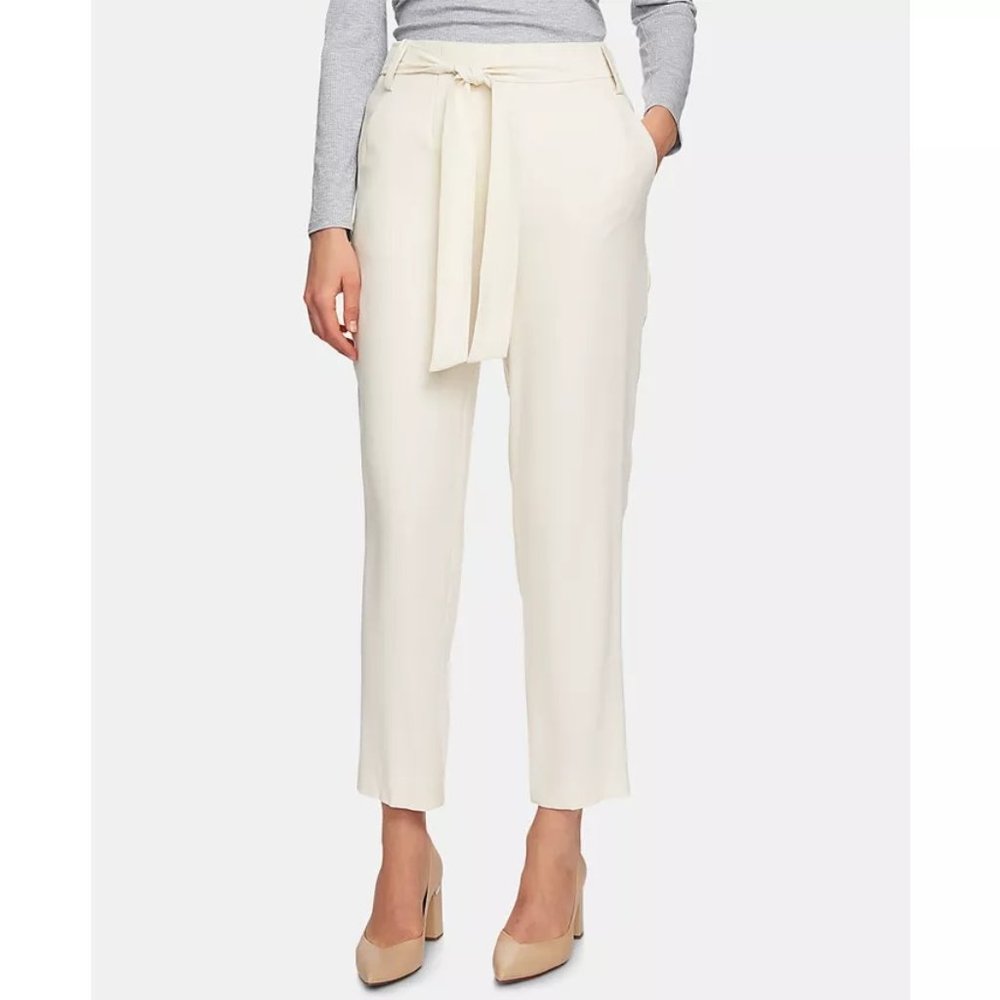 NWT Womens Size 10 10x29 1/2 1.STATE White Flat Front Tie Waist Slim Pants